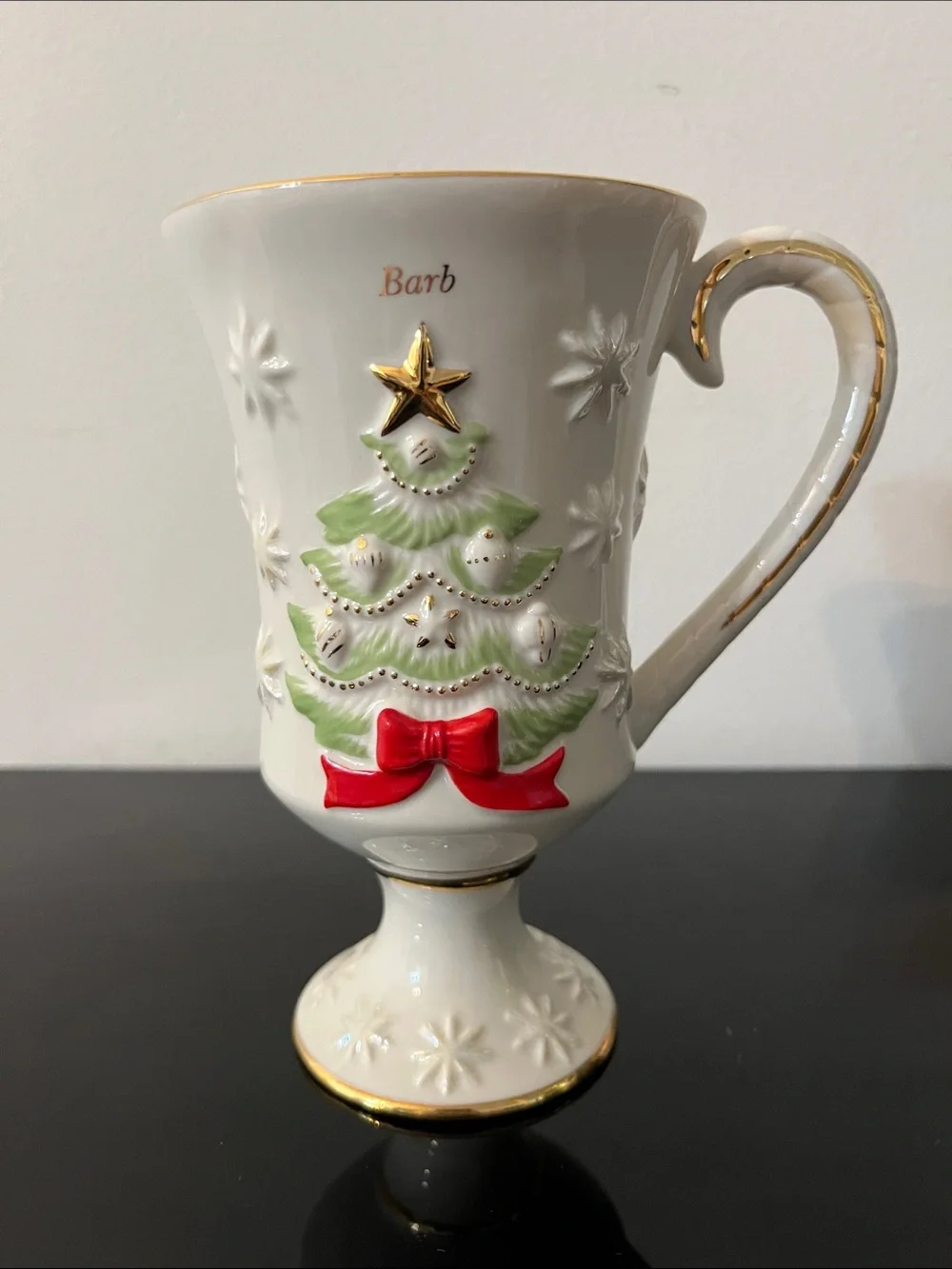 Lenox Very Merry Personalized Pedestal Porcelain Christmas Mug - Barb